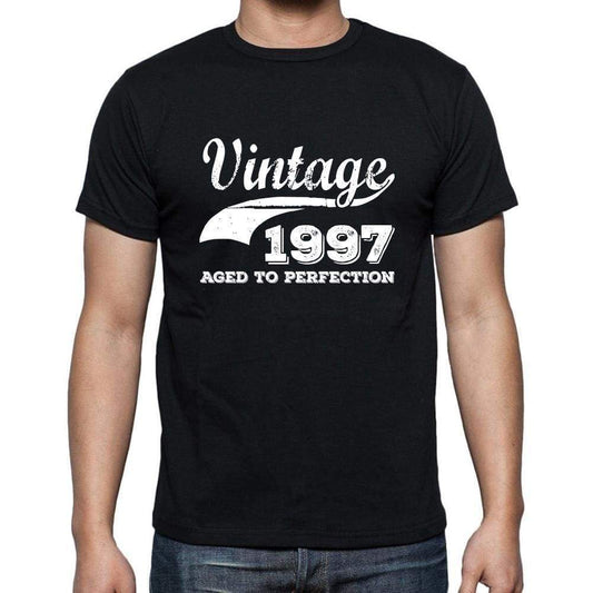 Vintage 1997 Aged To Perfection Black Mens Short Sleeve Round Neck T-Shirt 00100 - Black / S - Casual