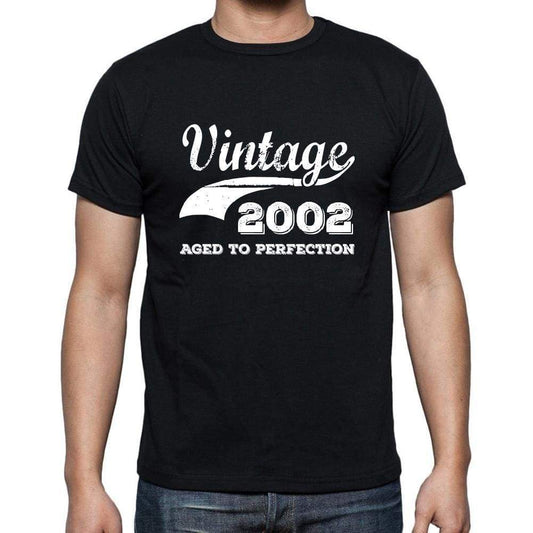 Vintage 2002 Aged To Perfection Black Mens Short Sleeve Round Neck T-Shirt 00100 - Black / S - Casual