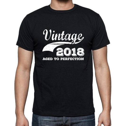 Vintage 2018 Aged To Perfection Black Mens Short Sleeve Round Neck T-Shirt 00100 - Black / S - Casual