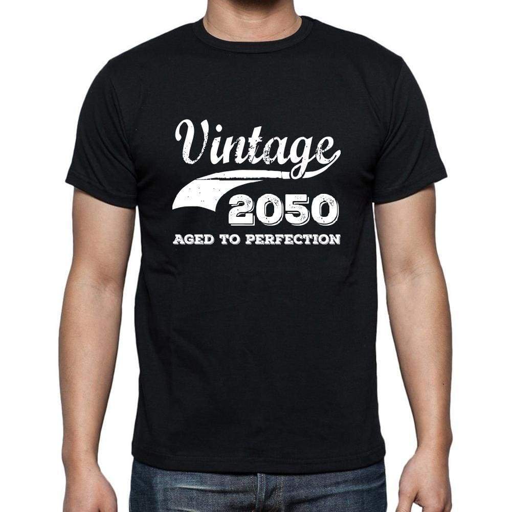 Vintage 2050 Aged To Perfection Black Mens Short Sleeve Round Neck T-Shirt 00100 - Black / S - Casual