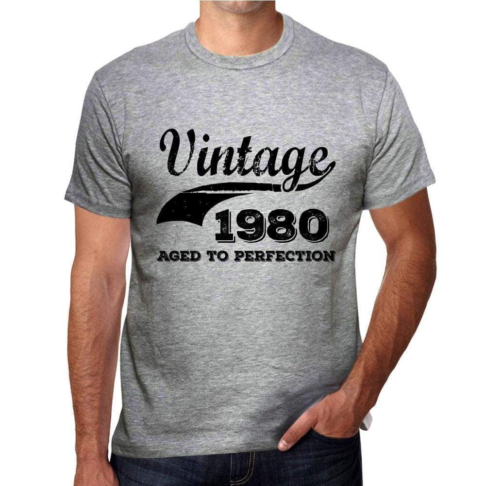 Vintage Aged To Perfection 1980 Grey Mens Short Sleeve Round Neck T-Shirt Gift T-Shirt 00346 - Grey / S - Casual