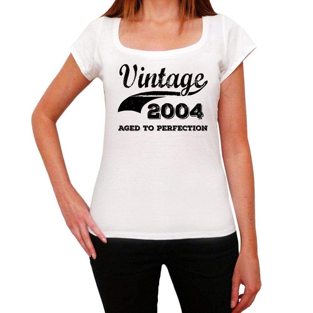Vintage Aged To Perfection 2004 White Womens Short Sleeve Round Neck T-Shirt Gift T-Shirt 00344 - White / Xs - Casual