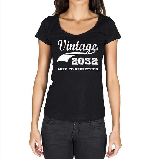Vintage Aged To Perfection 2032 Black Womens Short Sleeve Round Neck T-Shirt Gift T-Shirt 00345 - Black / Xs - Casual