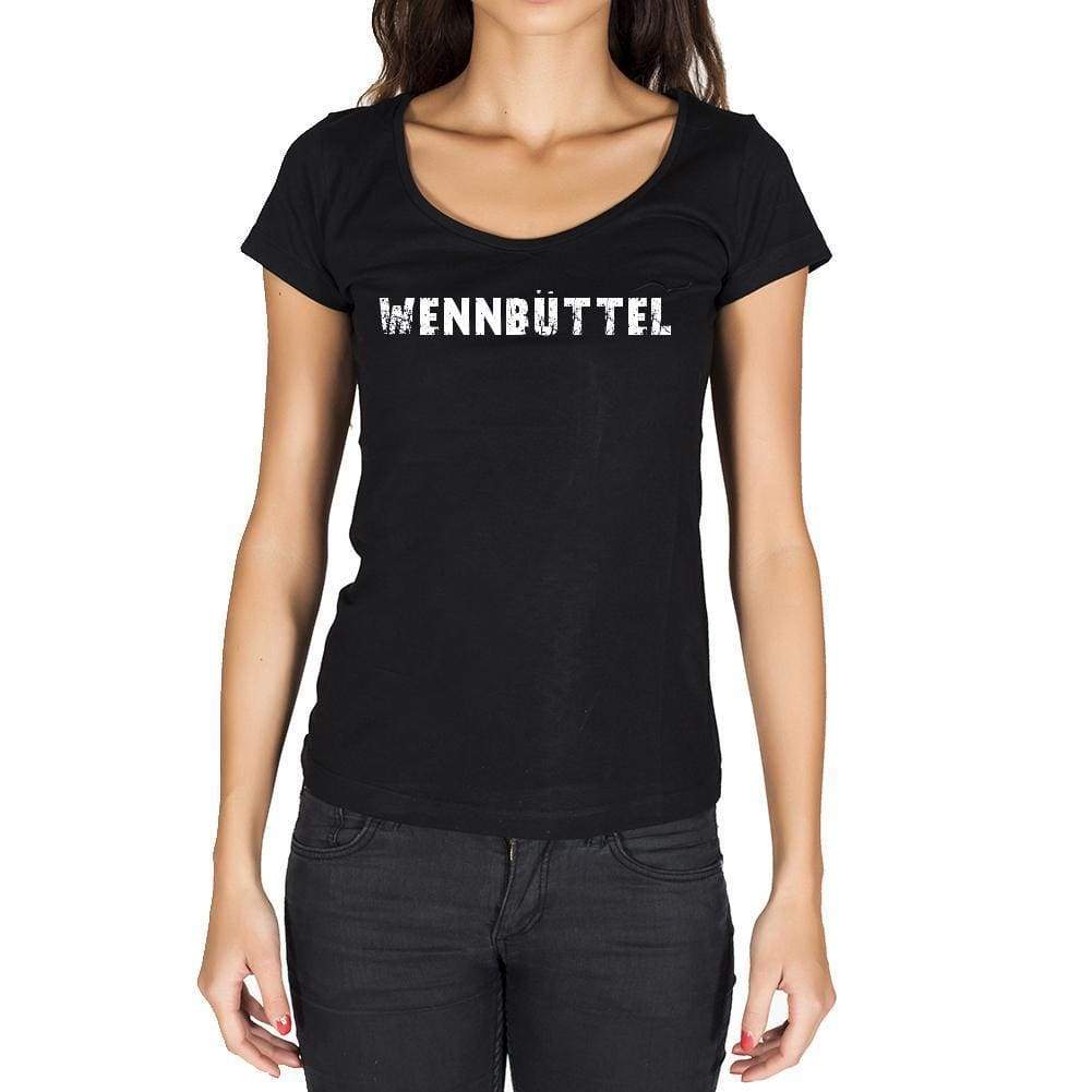 wennbüttel, German Cities Black, <span>Women's</span> <span>Short Sleeve</span> <span>Round Neck</span> T-shirt 00002 - ULTRABASIC