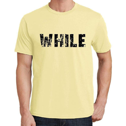 While Mens Short Sleeve Round Neck T-Shirt 00043 - Yellow / S - Casual