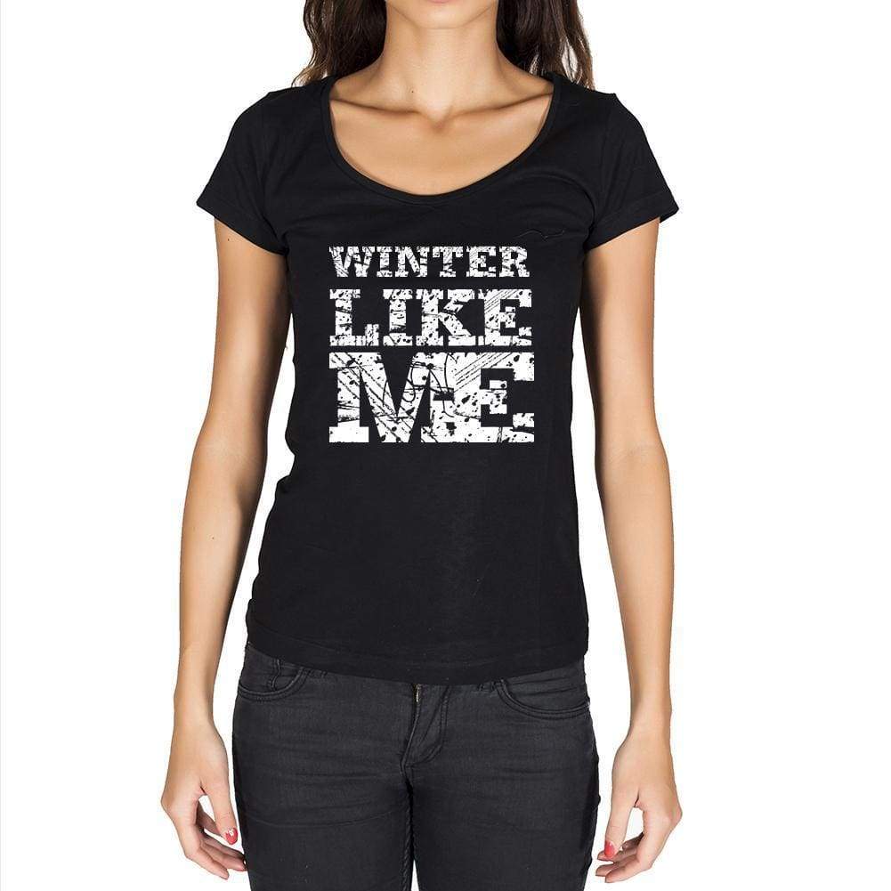 Winter Like Me Black Womens Short Sleeve Round Neck T-Shirt - Black / Xs - Casual