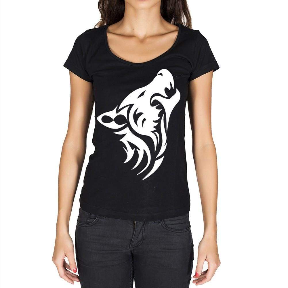 Wolf Tribal Tattoo Black Gift Tshirt Black Womens T-Shirt 00165