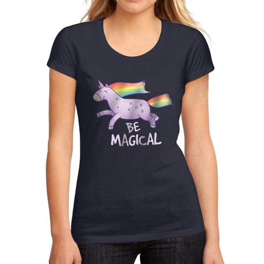 Womens Graphic T-Shirt Be Magical Unicorn French Navy - French Navy / S / Cotton - T-Shirt