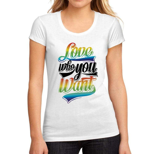 Womens Graphic T-Shirt LGBT Love Who You Want White - White / S / Cotton - T-Shirt