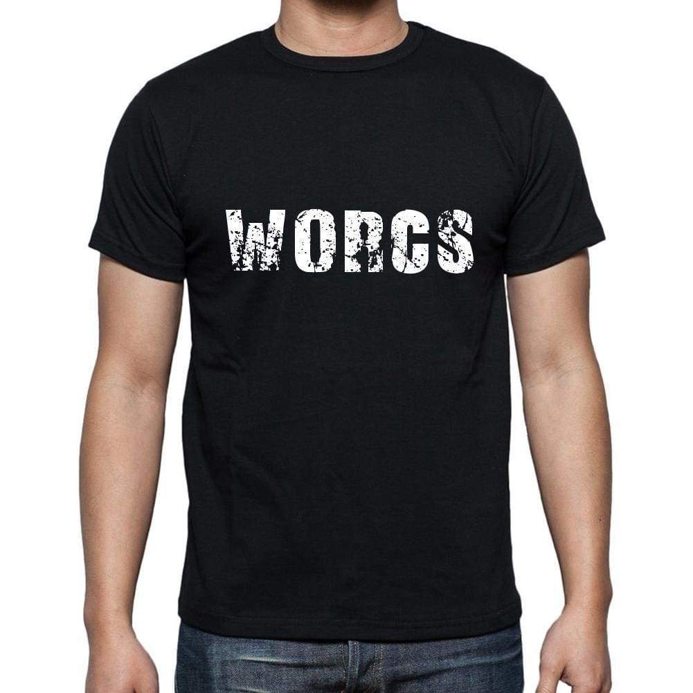 Worcs Mens Short Sleeve Round Neck T-Shirt 5 Letters Black Word 00006 - Casual