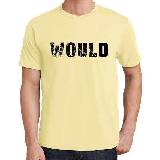 Would Mens Short Sleeve Round Neck T-Shirt 00043 - Yellow / S - Casual