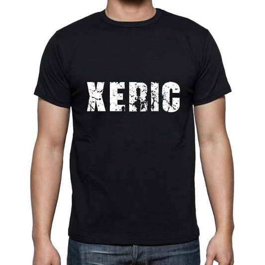 Xeric Mens Short Sleeve Round Neck T-Shirt 5 Letters Black Word 00006 - Casual