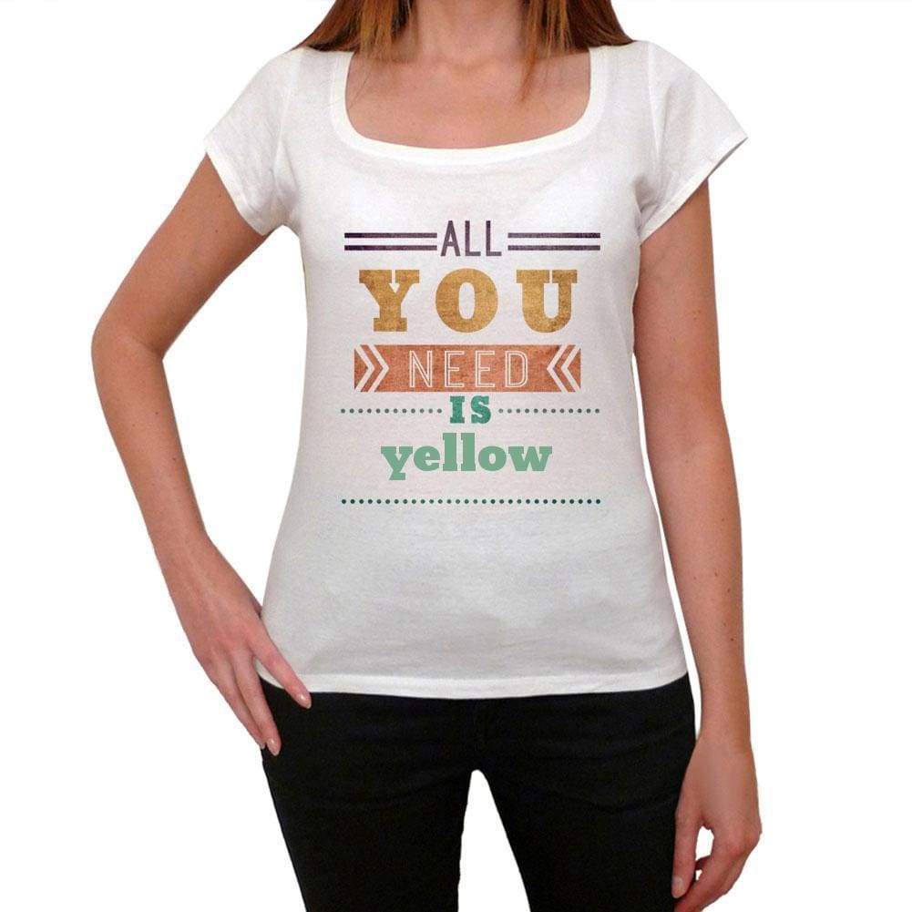 Yellow Womens Short Sleeve Round Neck T-Shirt 00024 - Casual