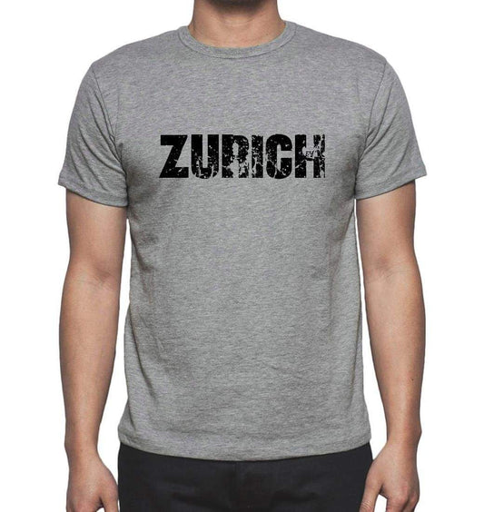 Zurich Grey Mens Short Sleeve Round Neck T-Shirt 00018 - Grey / S - Casual